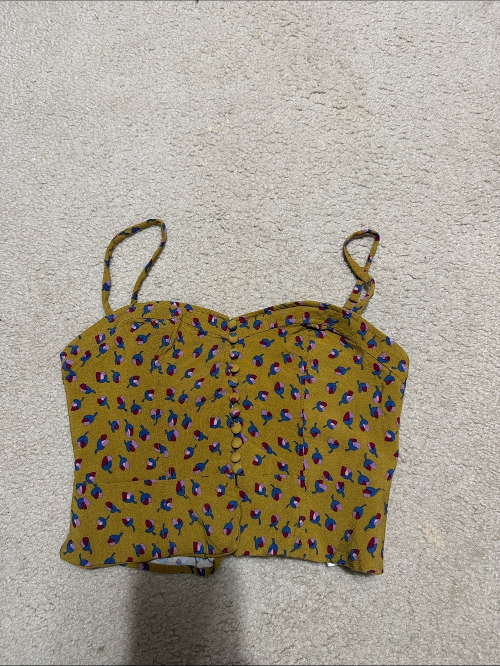 Kimchi Blue Mustard Floral Button-Front Camisole
